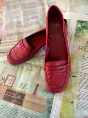 Alex Marie Red Leather Penny Loafers 10N